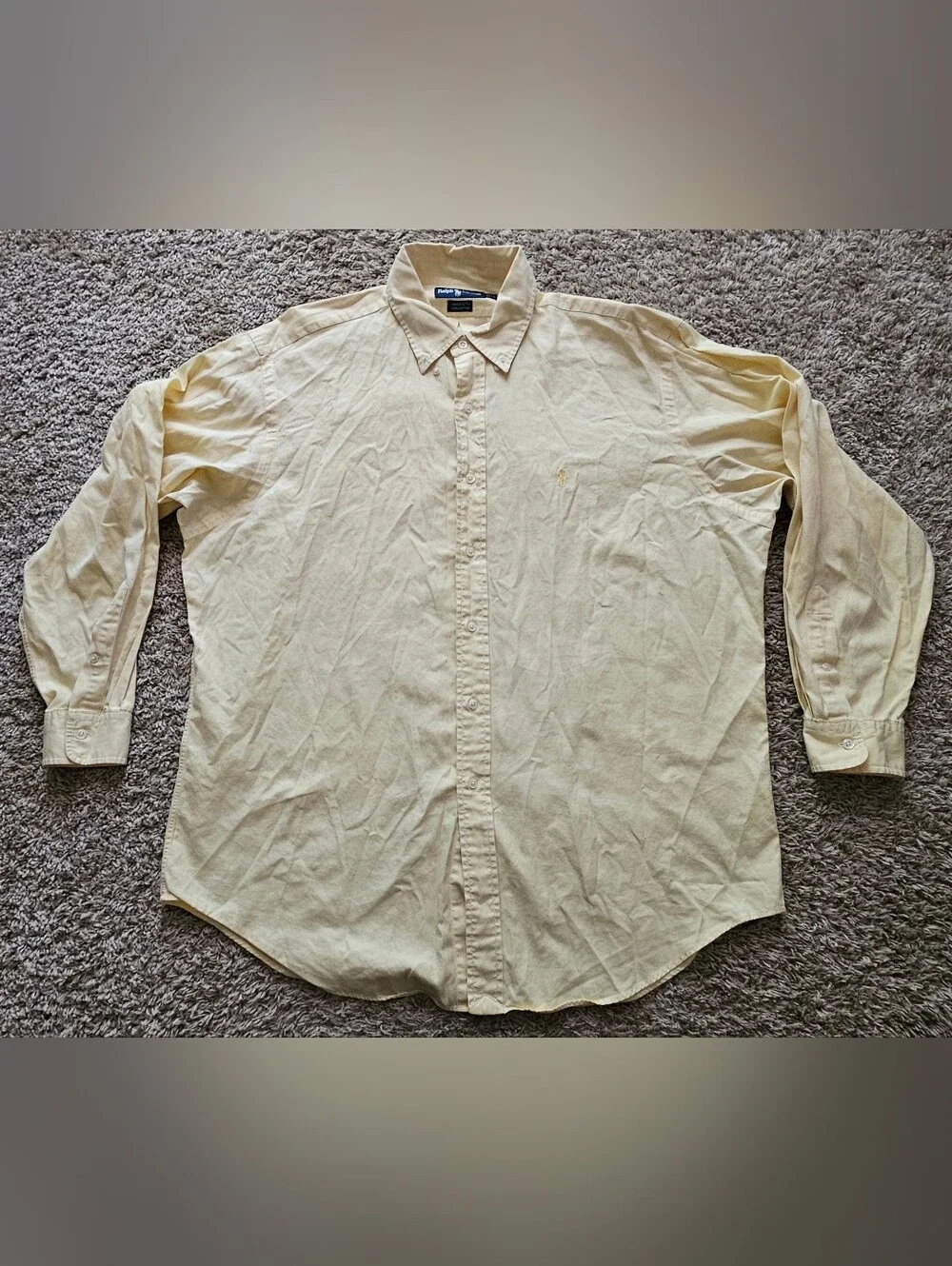 Polo by Ralph Lauren Men's Yarmouth Button Down Shirt Yellow Size 17 34/35